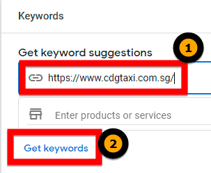 input a URL to get suggestion for keyword ideas