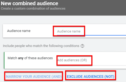 Exclude certain audiences in new combined audience