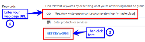 input a web page URL to extract keywords