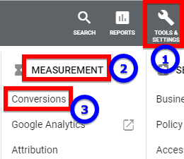 Navigate to conversions in Google Ads