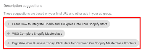 Suggestions for your description in RSA search ads