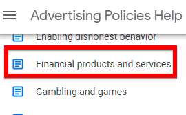 Financial products and services advertising policies