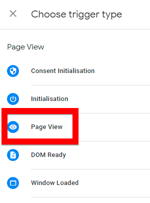 Page View as a trigger in GTM