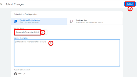 publish your changes in Google Tag Manager