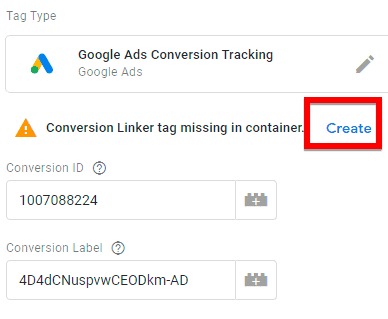 create conversion linker in GTM