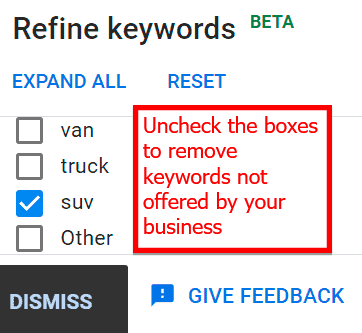 filtering out unwanted keywords
