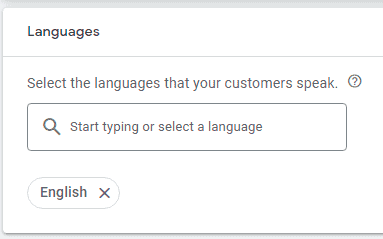 type in or select the languages that your customers speak
