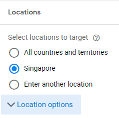 Select the location where your Google Ads will be served