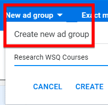 Creating a new ad group