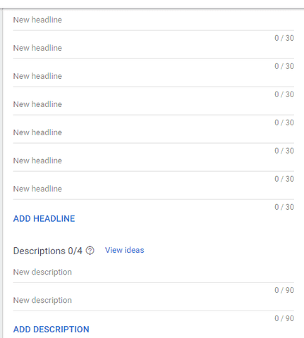 Multiple headlines available for Responsive Search Ads
