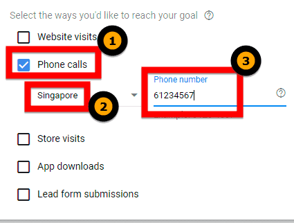 choose phone calls as a way to reach your goal during campaign setup