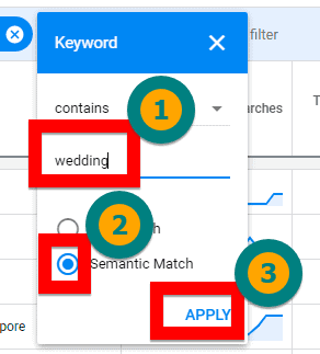 filtering semantically related keywords in Google Keyword Planner