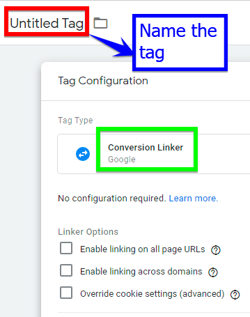 Conversion linker tag naming