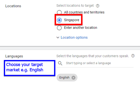 Choosing Singapore as a target location for your Google Ads campaign
