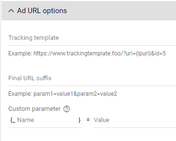 URL options for RSA search ads