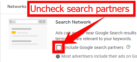 do not include Google Search Partners