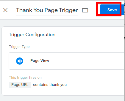Saving an event trigger configuration in GTM