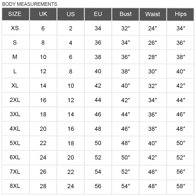 Size Chart – First Resort by Ramola Bachchan