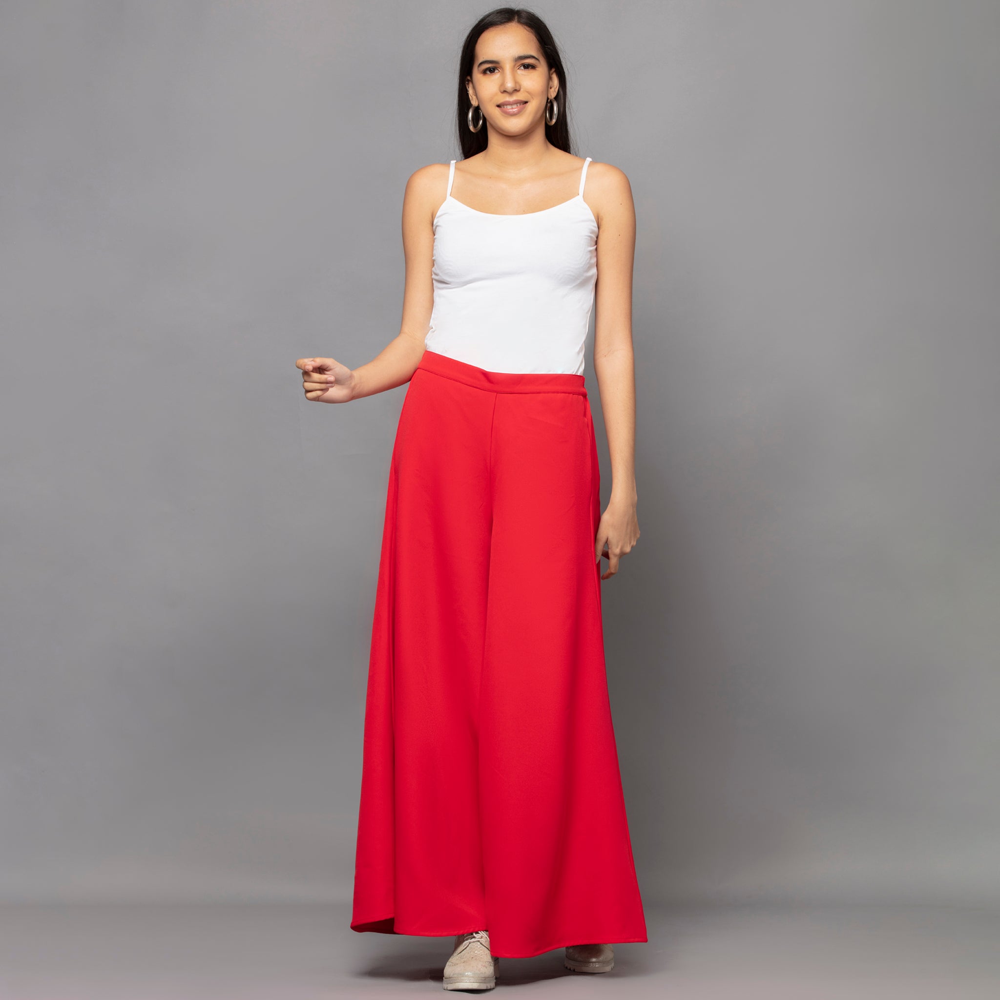 Women Red Korean Pleated Loose Fit Pants, महिला की फॉर्मल पैंट, वूमेन  फॉर्मल पैंट - NOZ2TOZ, New Delhi | ID: 2852598644633