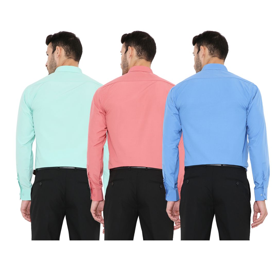 Combo of 3 Solid Polyester Slim Fit Formal Shirts for Men ...