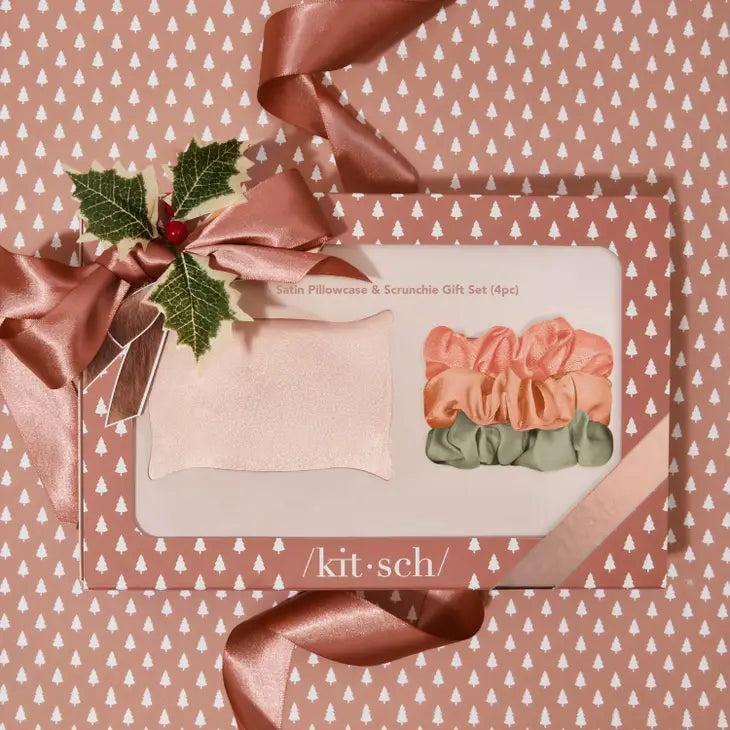  holiday satin pillowcases and scrunchie set