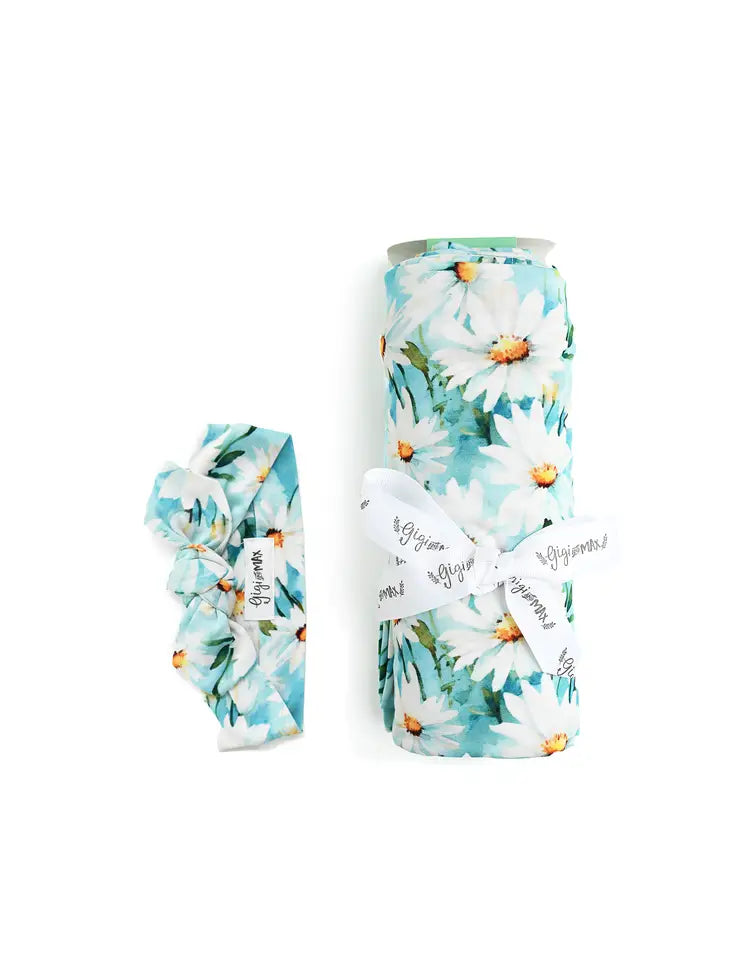  gigi and max blossom headwrap and swaddle set