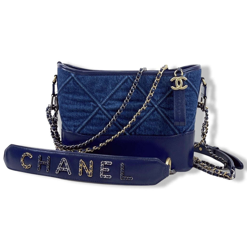 Chanel Denim Calfskin Small Gabrielle Hobo Blue