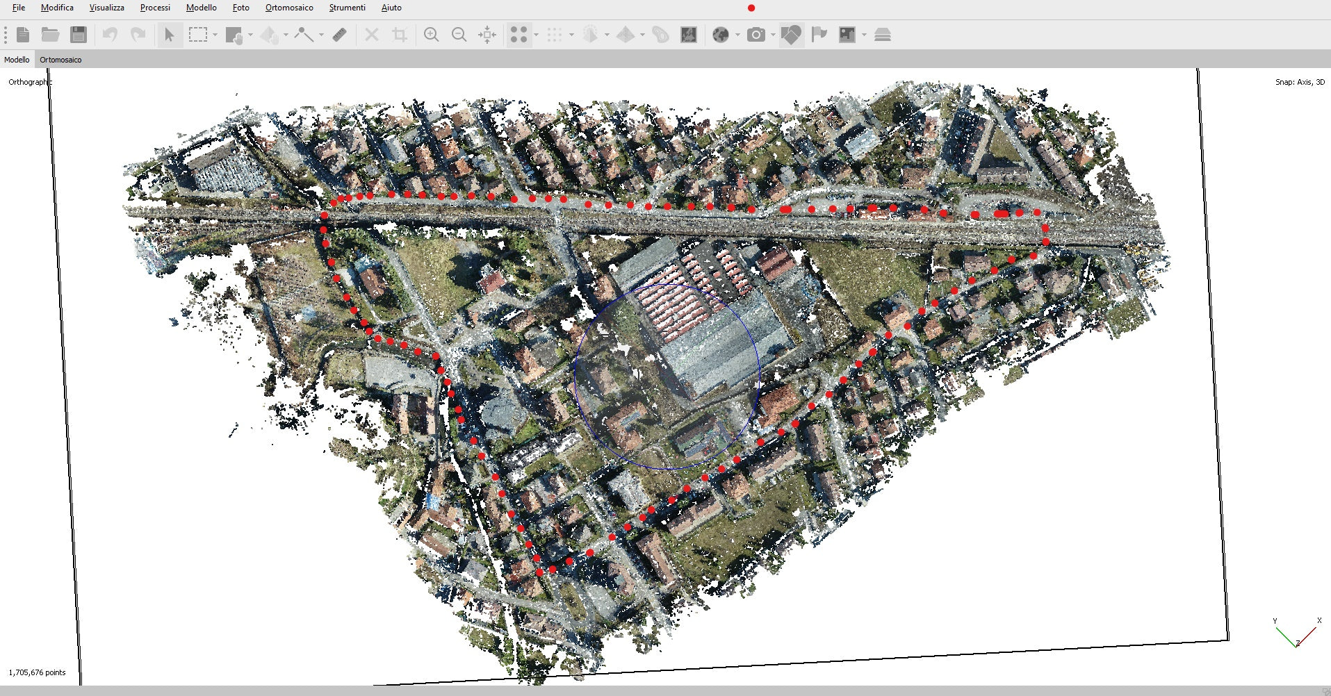 Area del rilievo 3d con drone nel software Agisoft Metashape
