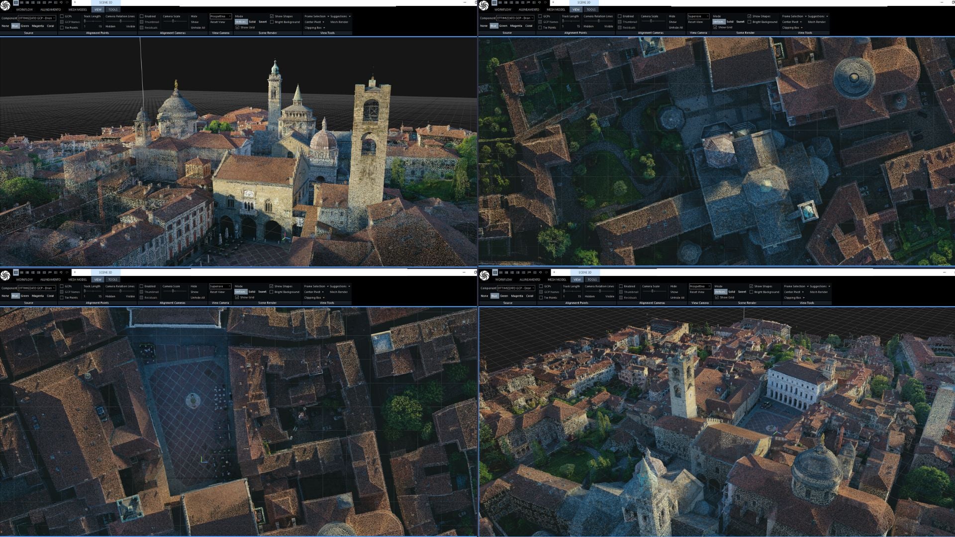 Reality capture - elaborazione modello 3d città alta bergamo - skycrab