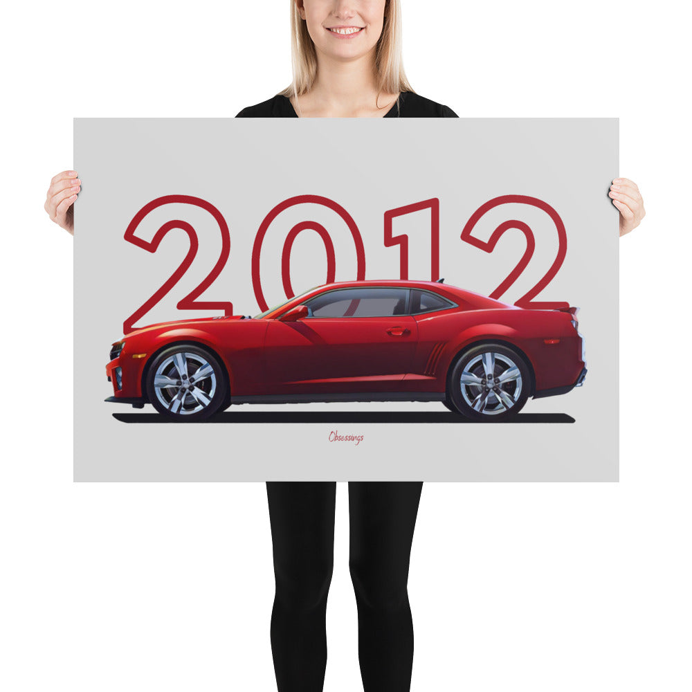 Poster of 2012 Chevrolet Camaro ZL1 - Red - Model year series - Grey b –  Obsessings