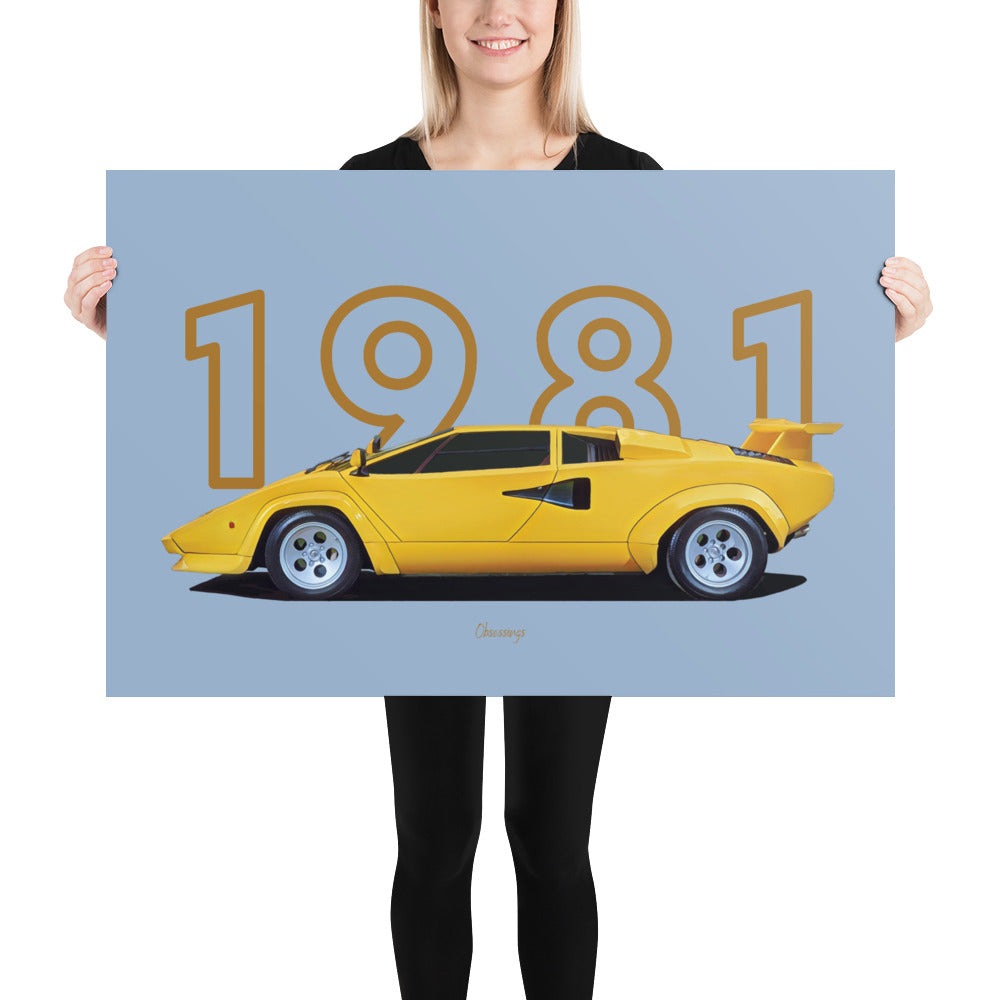 Poster of 1981 Lamborghini Countach LP400 S - Yellow - Model year seri –  Obsessings