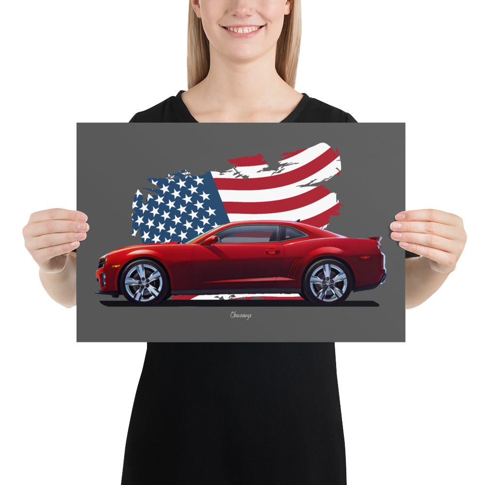 Poster of 2012 Chevrolet Camaro ZL1 - Red - Origin series – Obsessings