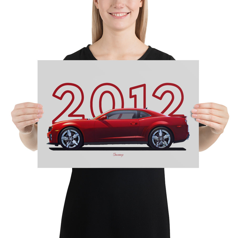 Poster of 2012 Chevrolet Camaro ZL1 - Red - Model year series - Grey b –  Obsessings