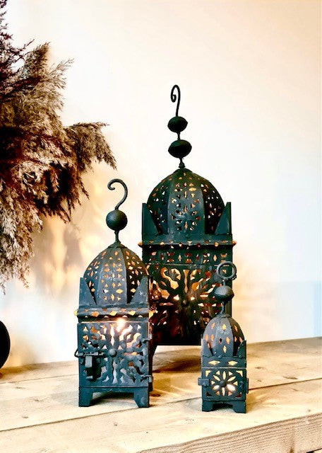 compact klei lineair Marokkaanse zwart metalen lantaarn – Little Nomad