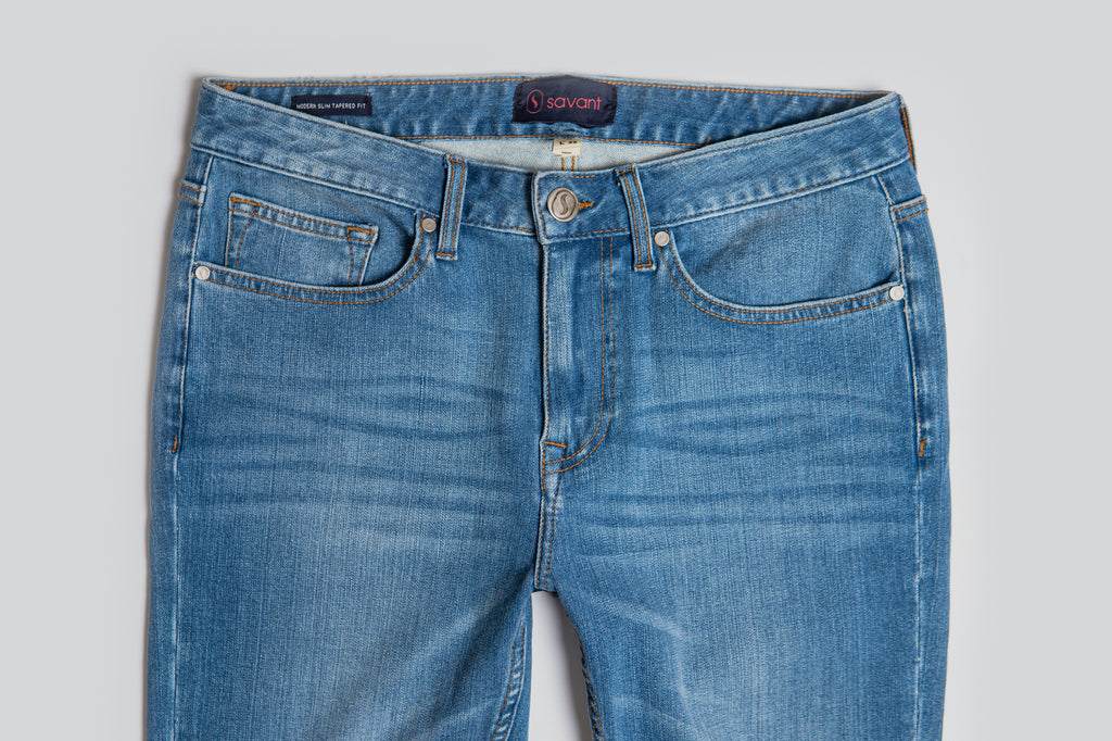 Men's Slim Tapered Jeans - LIGHT BLUE 