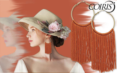 Coiris Hoop Statement Tassels Dangle Drop Earrings for Women