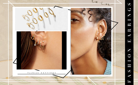 Erpels 6 Pairs Gold Huggies Hoop Earrings Set for Women Girls Small Dangle Chain Hoop Earrings Jewelry for Gifts