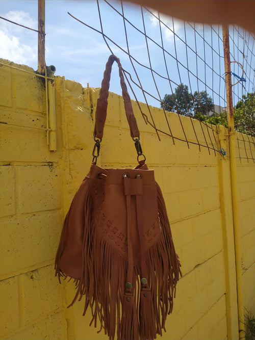 FRINGE BUCKET BAG BROWN LEATHER – Artisan Shop GT