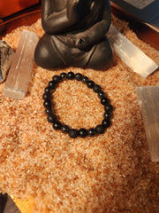Black Obsidian, Lava, and Hematite Crystal Bracelet