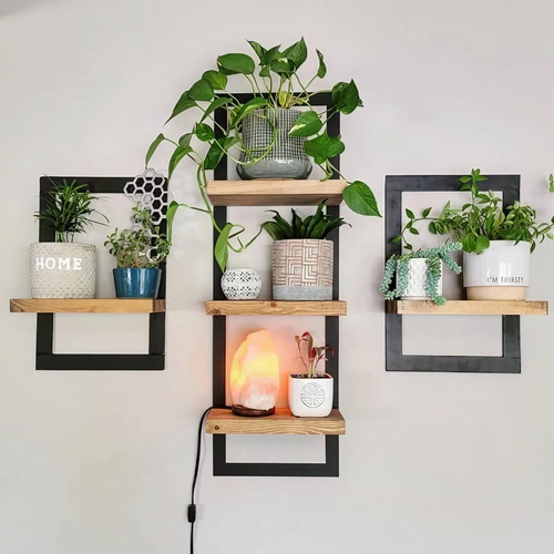 houthvige Premium Floating Shelves with Sturdy Metal Frame Durable Easy to  Install Wall Mounted Shelves for Multiple Storing Purposes Perfect for Home
