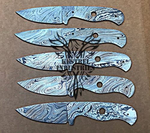 Lot of 5 Custom Handmade Damascus Steel Blank Blade Knife For Knife Ma –  Kestrel Industries Ltd