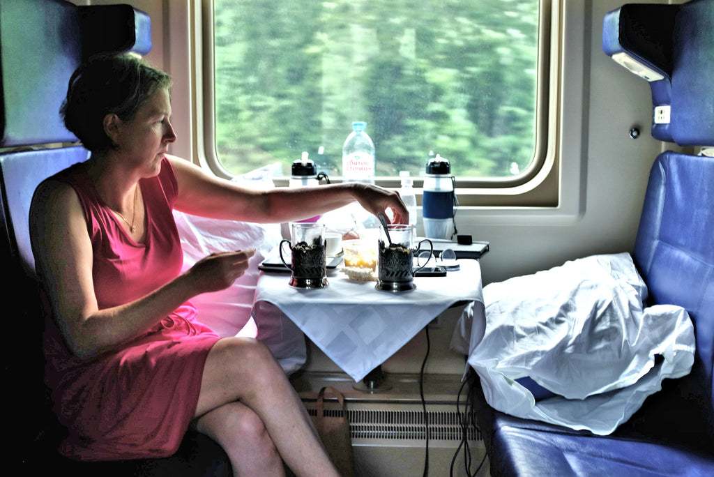 Travelling by train in SilkLiving Silk clothing