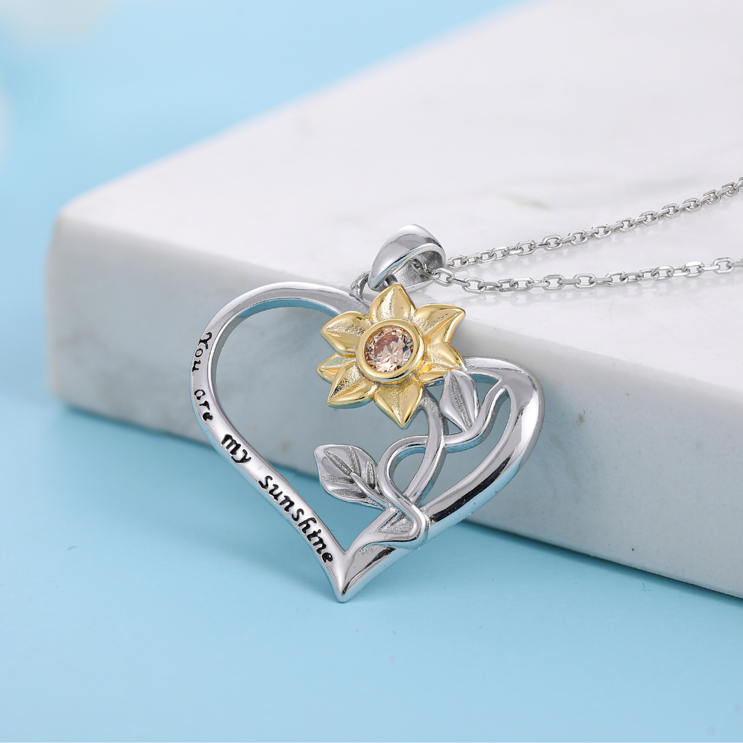 Sunflower Necklace You are My Sunshine Heart Pendant Jewelry Gift=-UK/New//,*  | eBay
