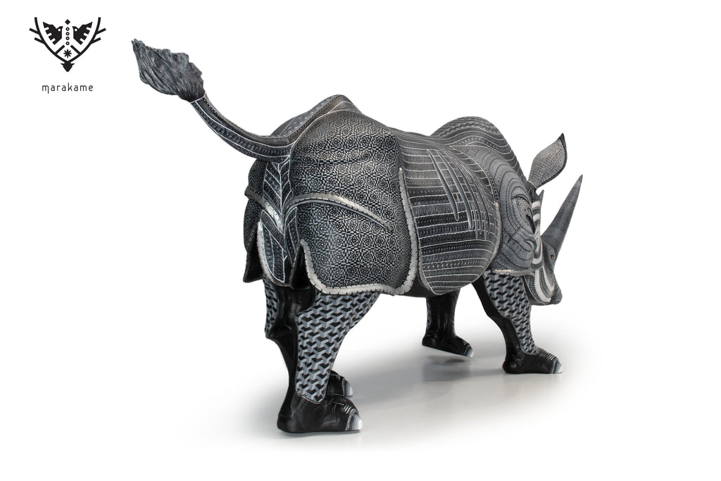 rhino sculpture cedar wood