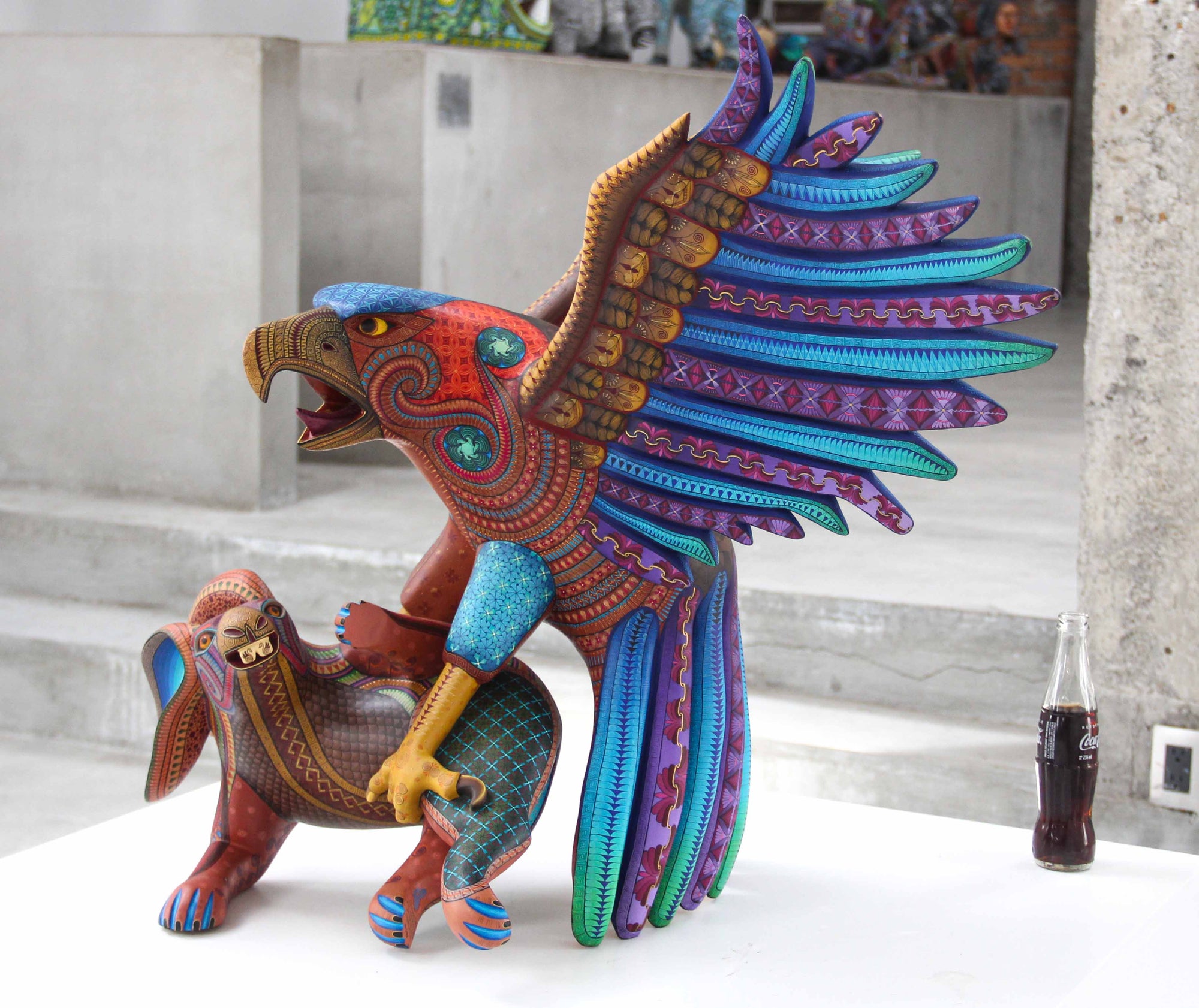 Alebrije - Águila cazadora de conejos - Guuze' - Arte Huichol - Marakame