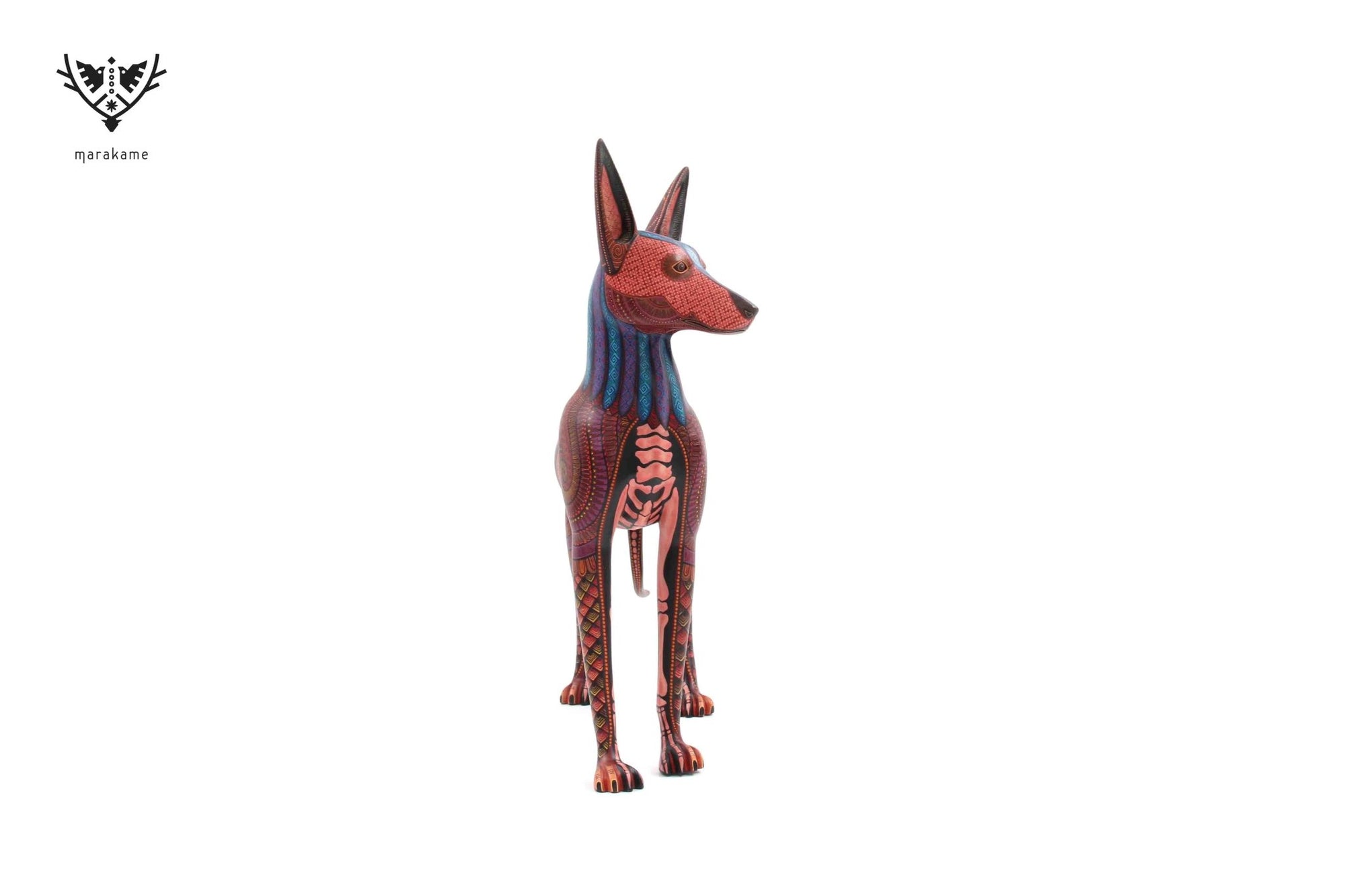 Alebrije perro - Xoloitzcuintle #1 - Eterno Reposo de Jacobo y María  Angeles - Arte Huichol - Marakame
