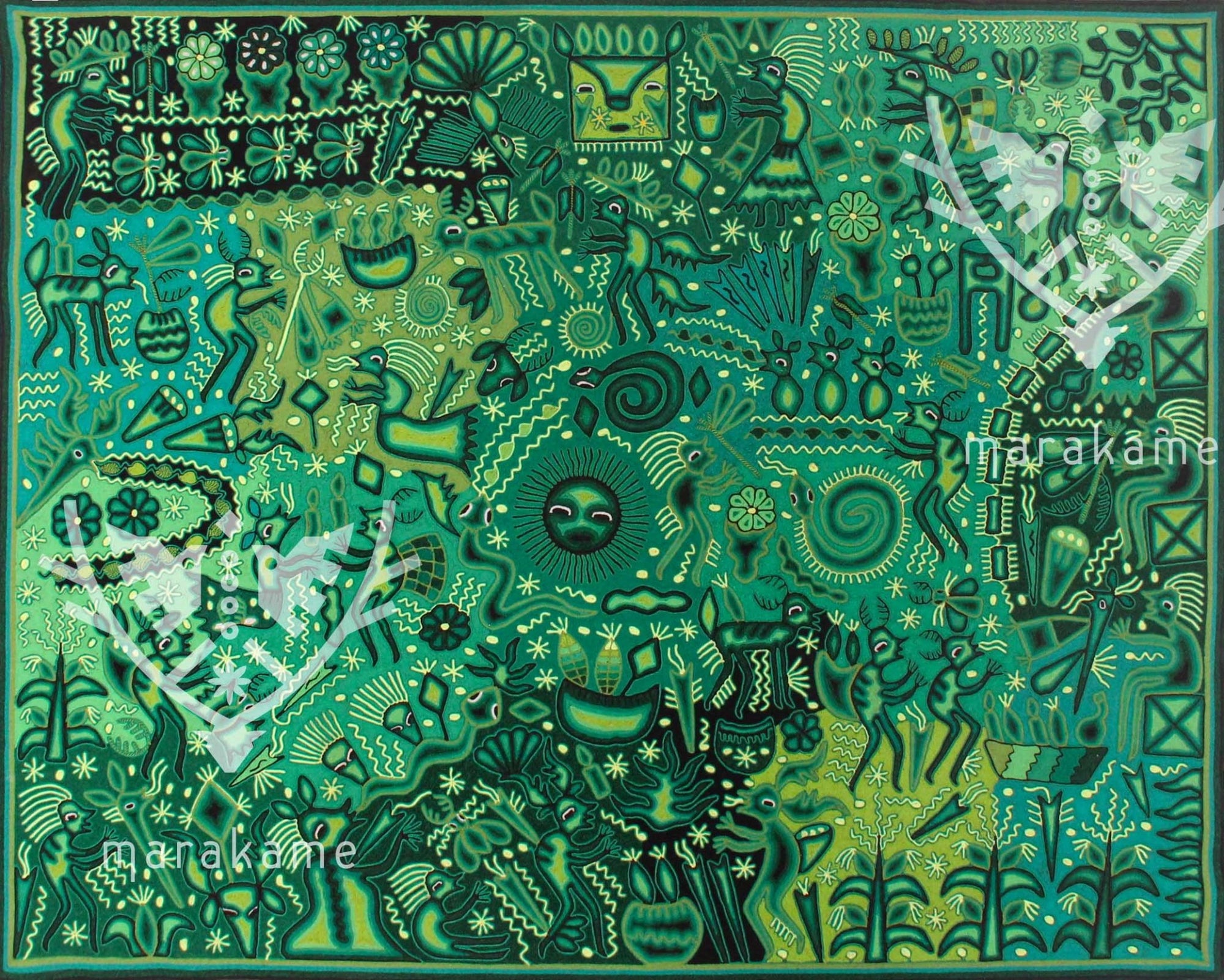 Nierika de Estambre Cuadro Huichol - Tawexika - 150 x 120 cm. - Arte Huichol - Marakame