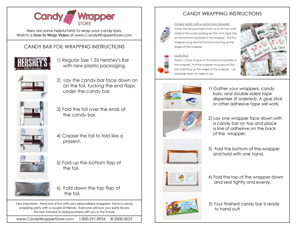 Candy Bar Wrapping Instructions