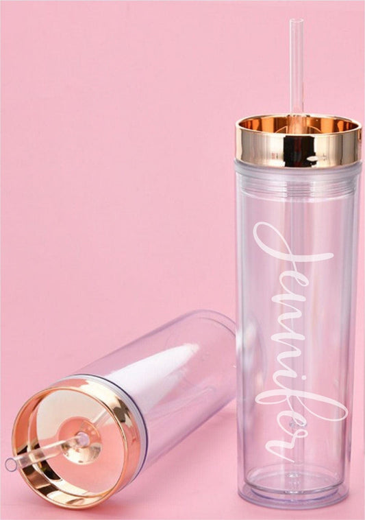 Clear Personalized Name Skinny Tumbler – Winnie and Me