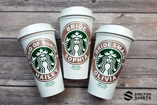 Starbucks Bridal Party Custom Vinyl Decal or Vinyl Decal on Authentic  Starbucks Reusable Cup - w/ Free Ring Decal for Lid – Candy Wrapper Store